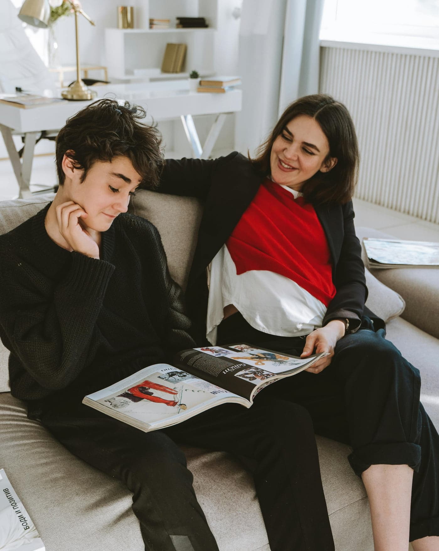 A parent and teenager sharing a calm, connected moment at home